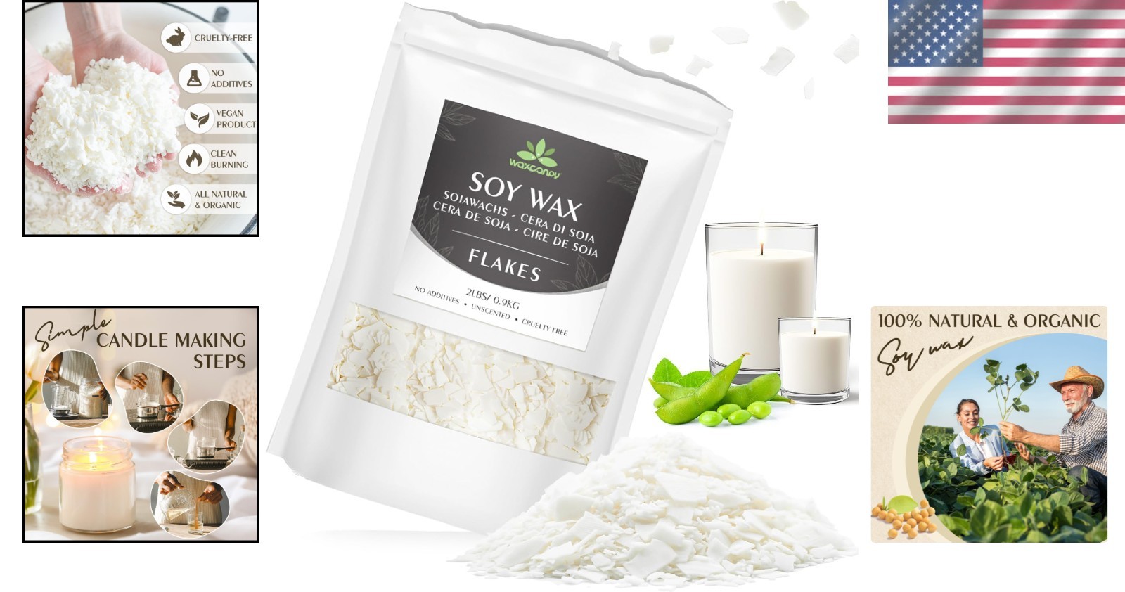 Soy Wax Flakes – 2lb Organic Candle Making Wax for Exquisite Creations