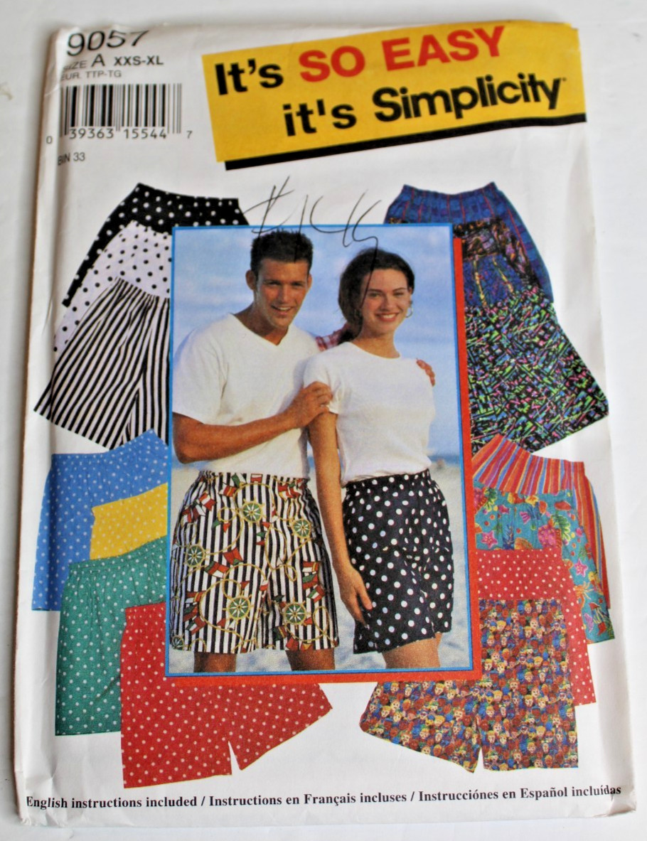 Unisex/Adult/Teens Easy Shorts Boxers Sewing Pattern/Simplicity 9057/XXS-XL NOS