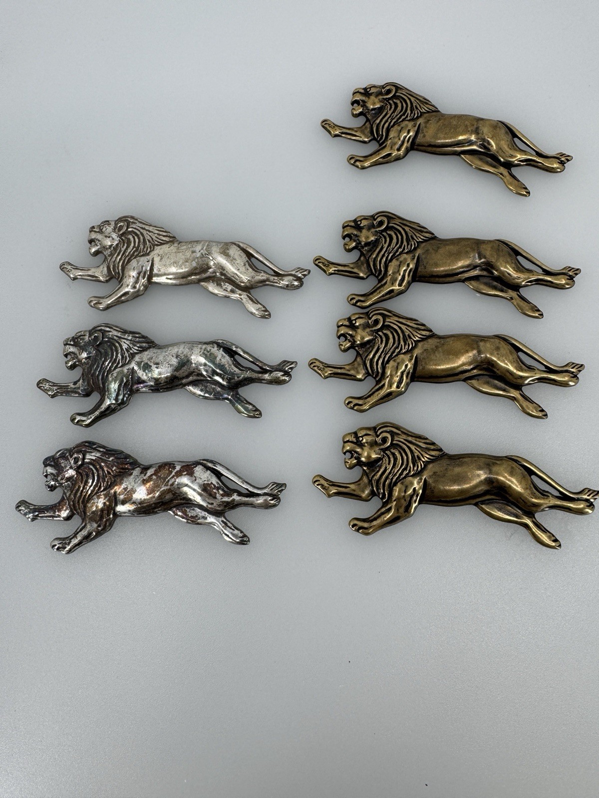 Large Running Lion Stamping Lot Silver and Brass Tone
