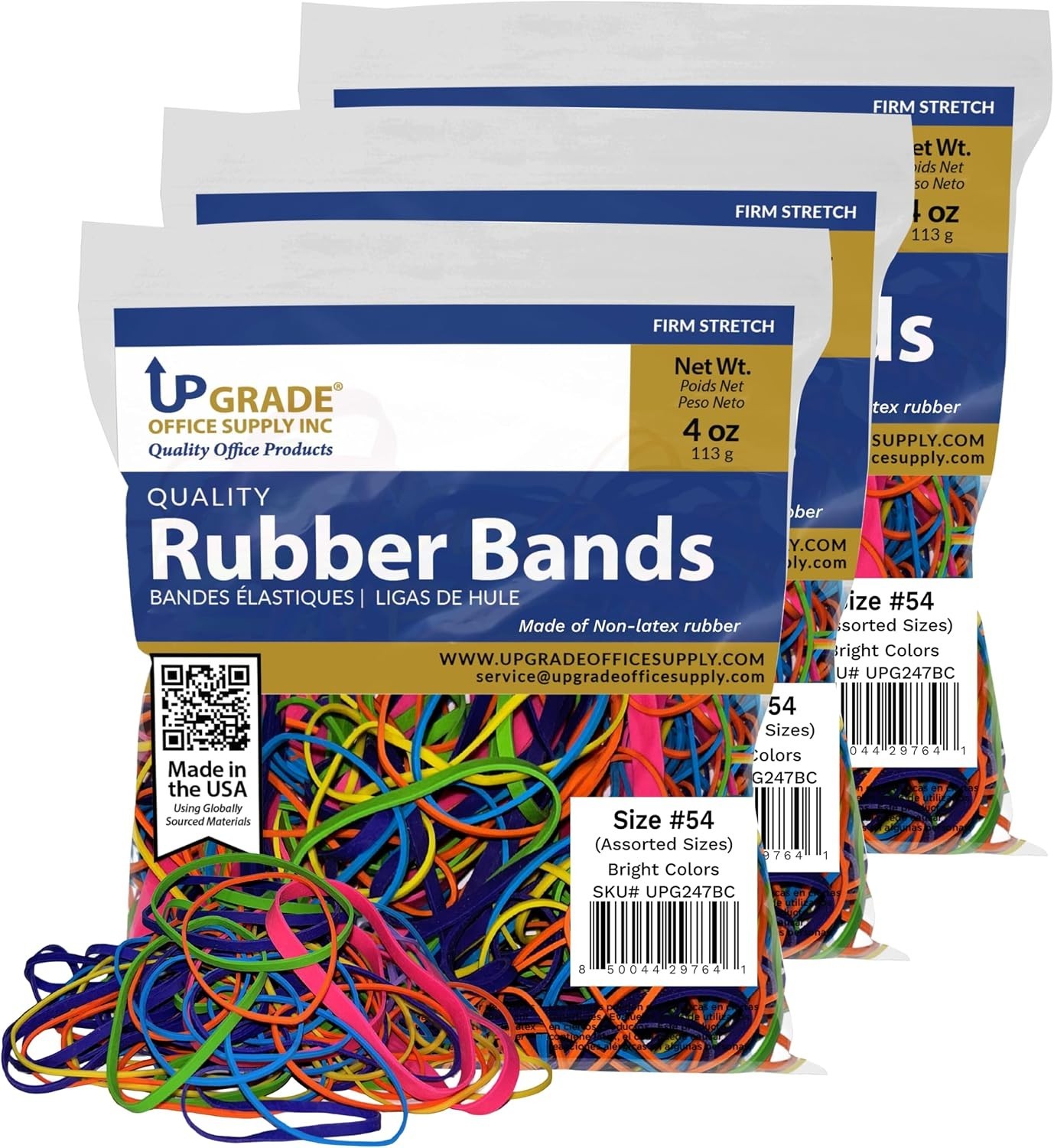 Upgrade Office Supply Rubber Bands, Assorted Sizes & Bright Colors, 1/4 lb Ba…
