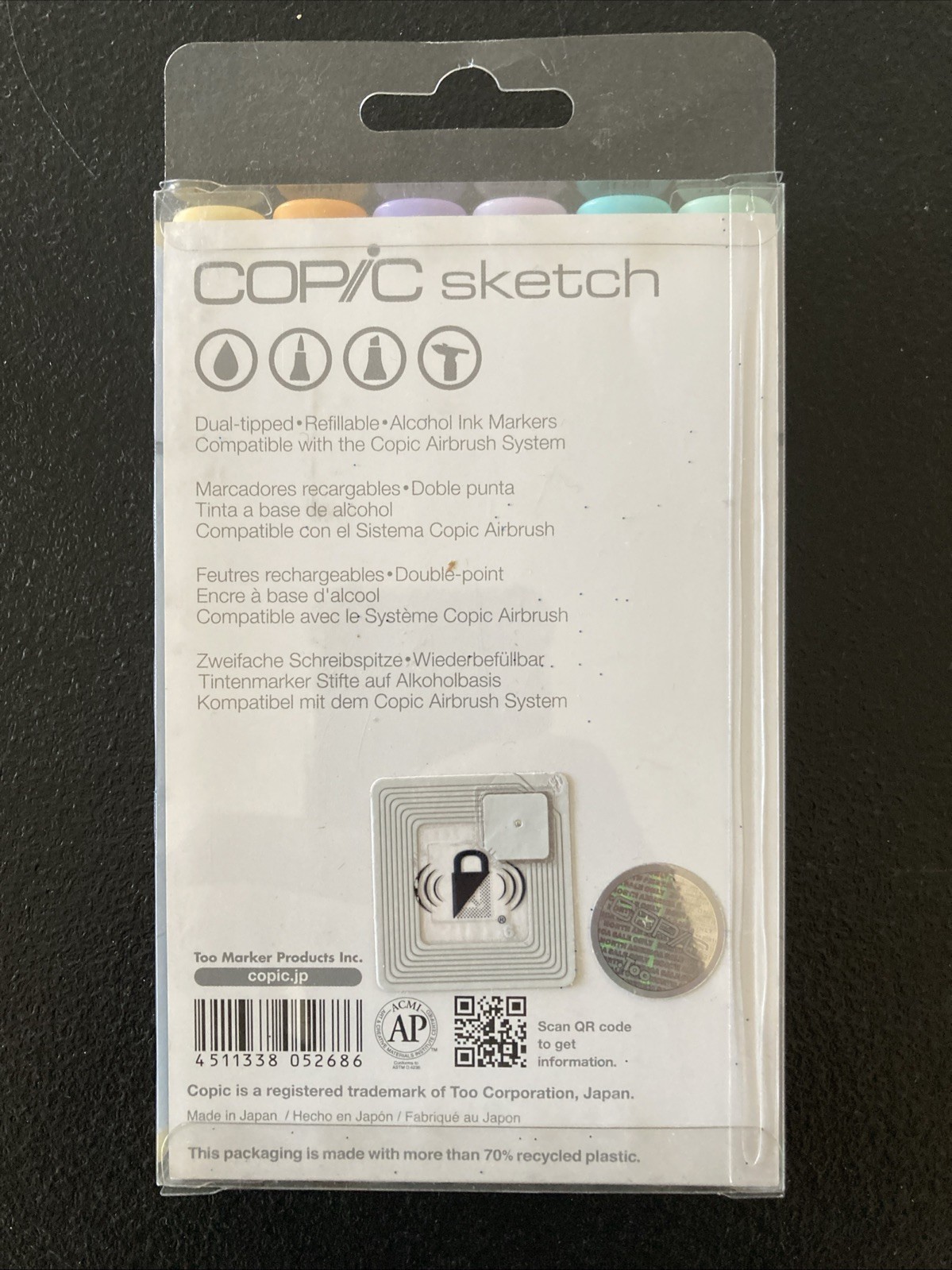 Copic Sketch Markers, Pale Pastels, 6 pack Bg11 Bg15 Bv0000 Bv01 Yr12 Yr31 142la