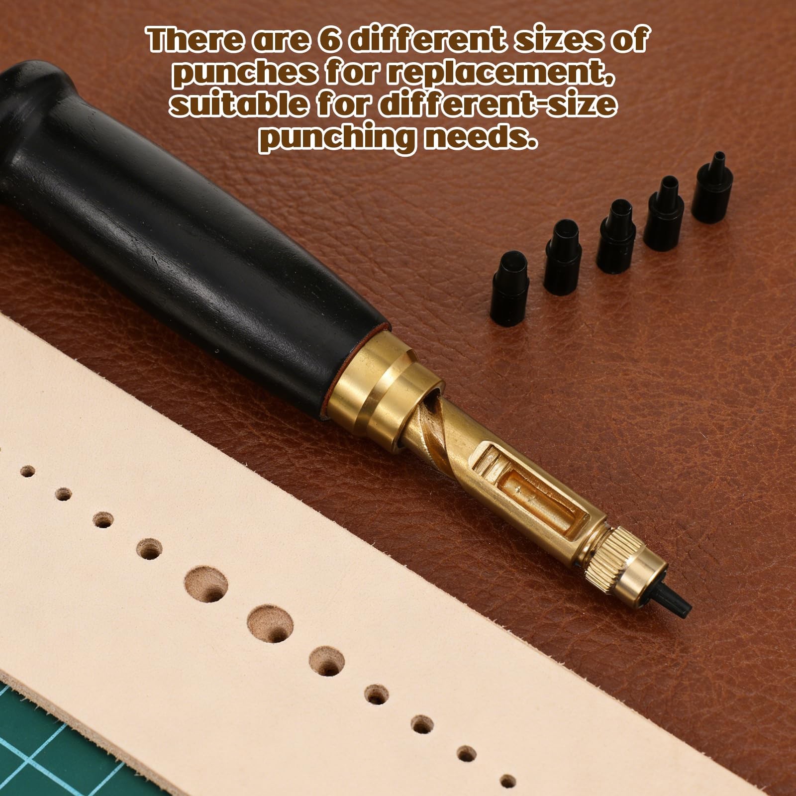 Adjustable Screw Single Hole Punch, Automatic Fabric Hole Punch Tool, Black W…