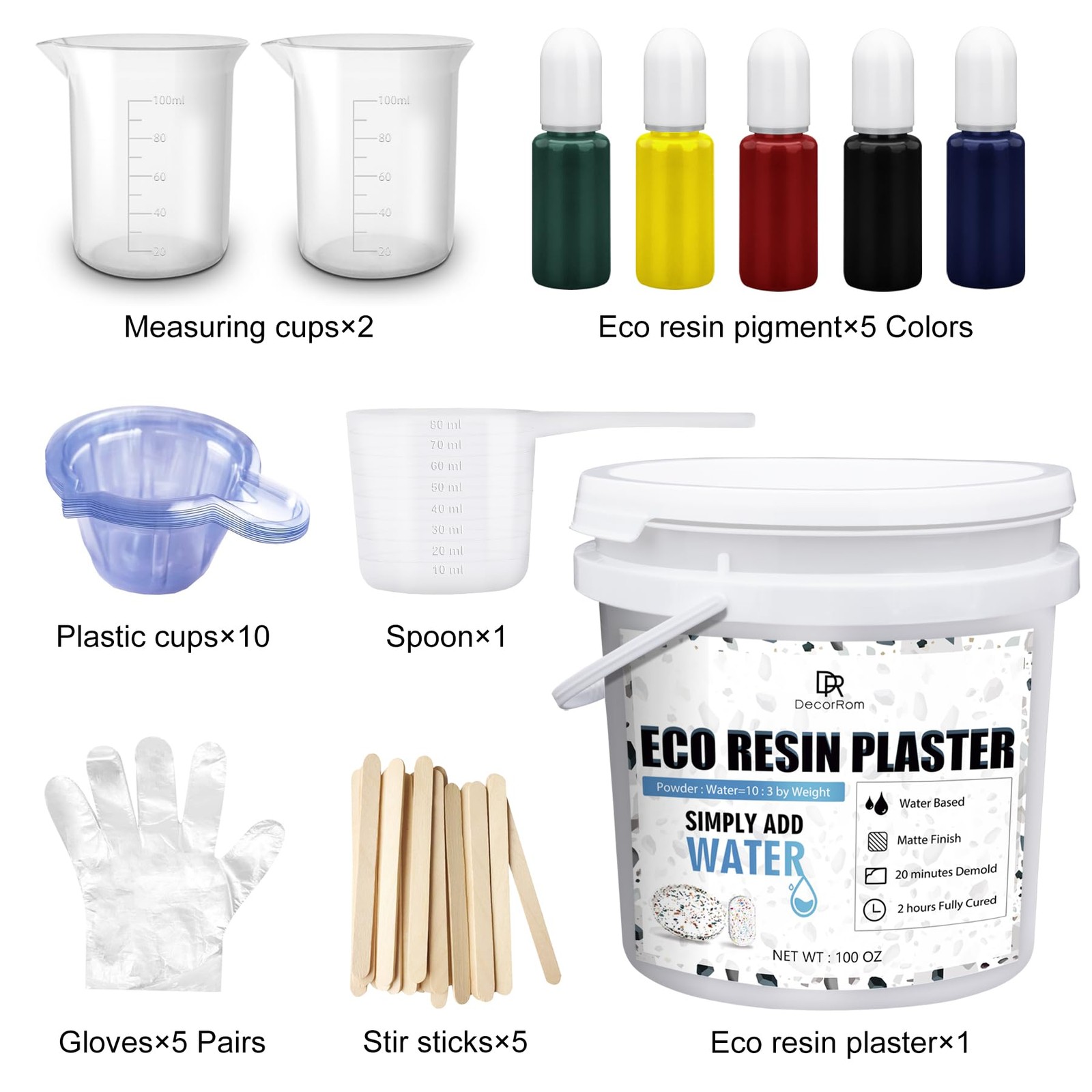 Eco Resin Casting Powder 100oz 2800g Fast Cure Water-Activated 20-30min Demold