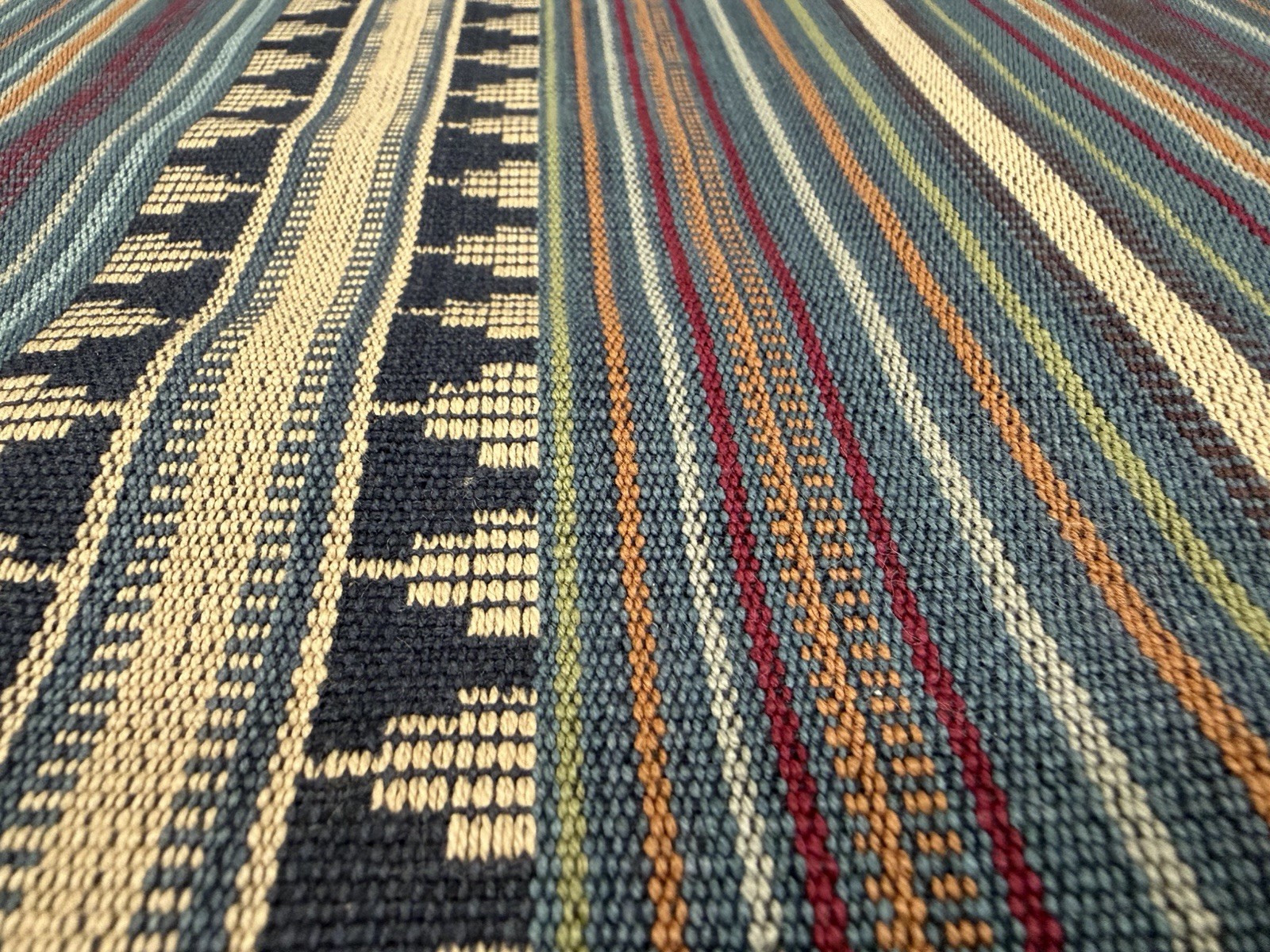 Mulberry Woven Cotton Stripe Uphol Fabric- Pageant Stripe Teal 2.25 yd FD756.R11