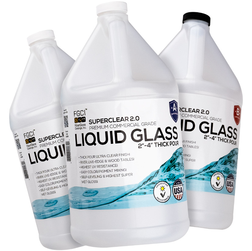 Superclear Liquid Glass Deep Pour Epoxy Resin 3 Gallons Kit, 2-4 Inch Clear Cast