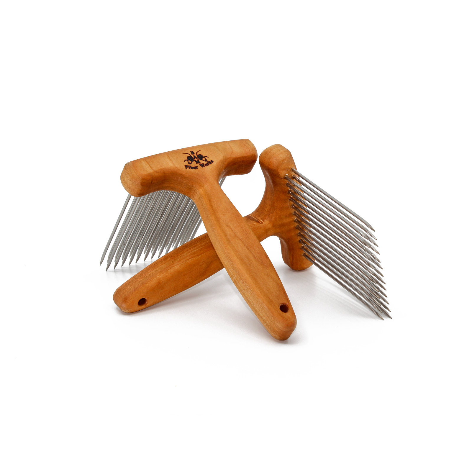 Regular Wool Combs w/Holder – Double Row with Magnet Caps – Fine or Extra Fine –
