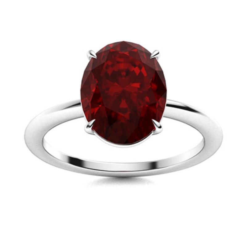 7x5mm Oval Garnet Ring 925 Sterling Silver Solitaire Engagement Wedding Gift