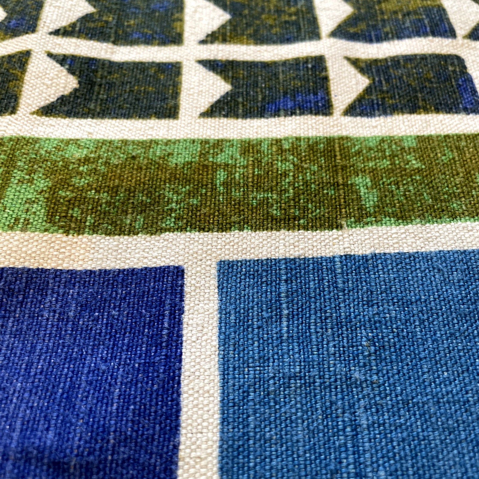 VTG 60s 5th Avenue Design Screen Printed Fabric Mid Century Modern 56 x 50 Blue