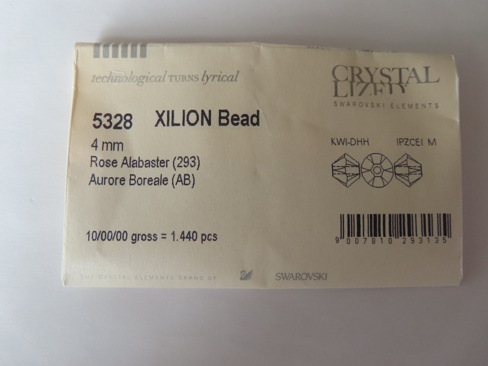 36 Swarovski Bicone Beads 4mm Rose Alabaster AB. #5328