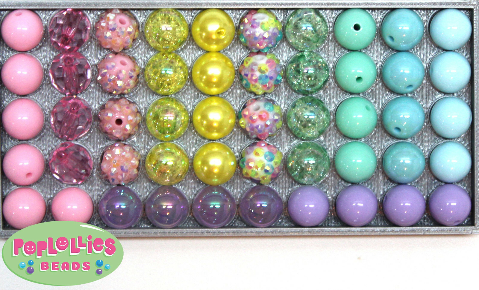 12mm Pastel Medley Acrylic Mixed Style Bubblegum Beads Lot 50 pc.chunky