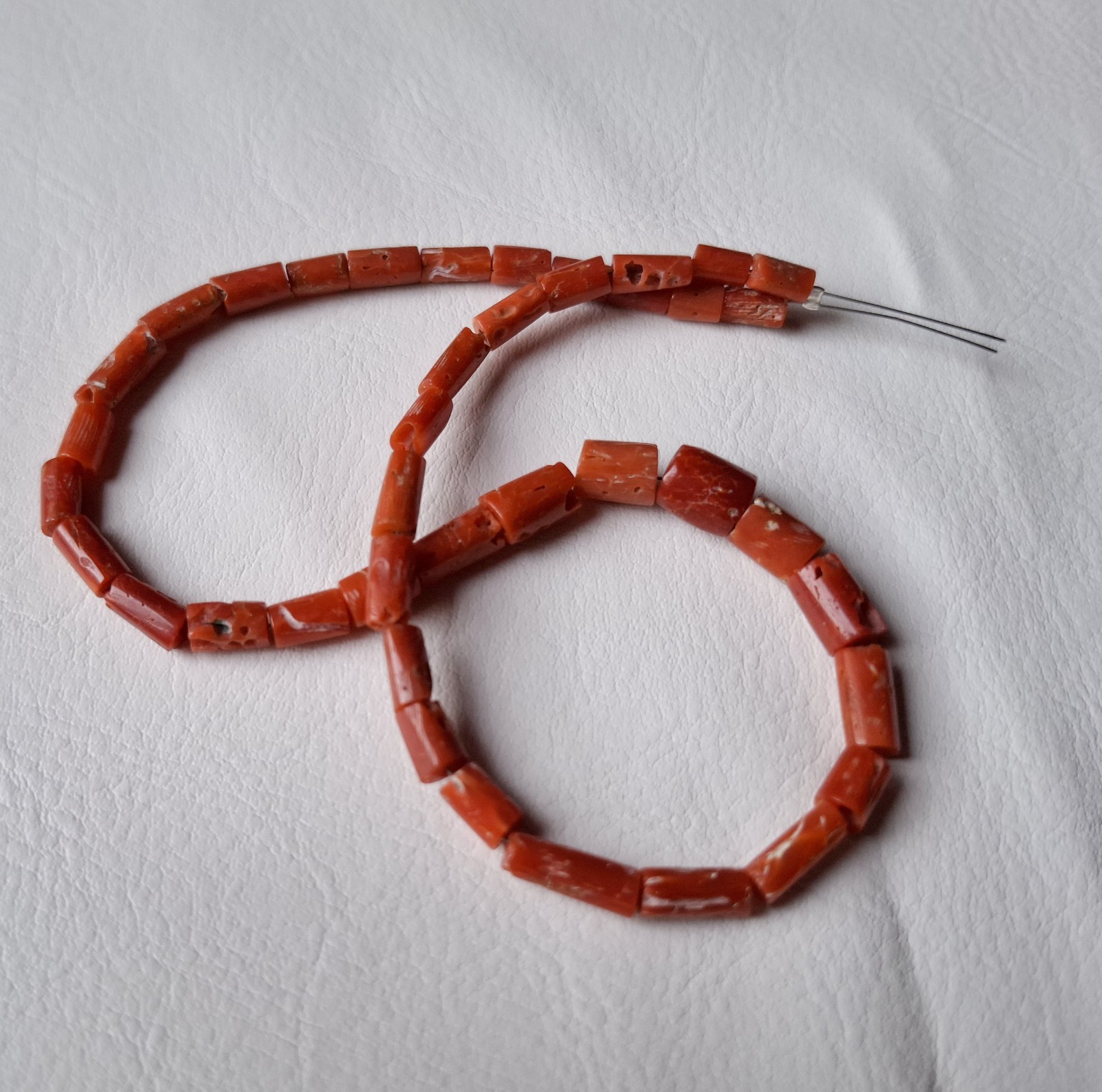 SALE 100% Natural Italian Red Coral Tube Beads: 12 Inch Strand for Jewelry Makin