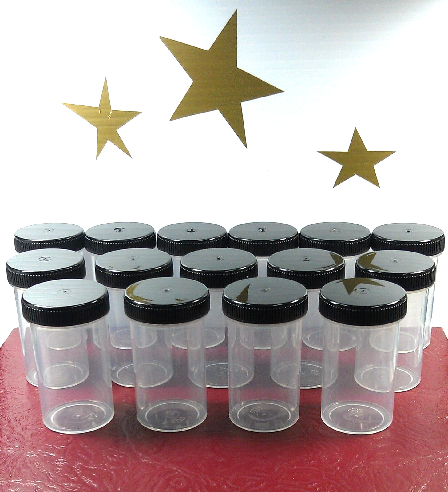 10 JARS Plastic Pill Bottle 2 ounce 60ml 4314 Container Black Cap Lid DecoJars