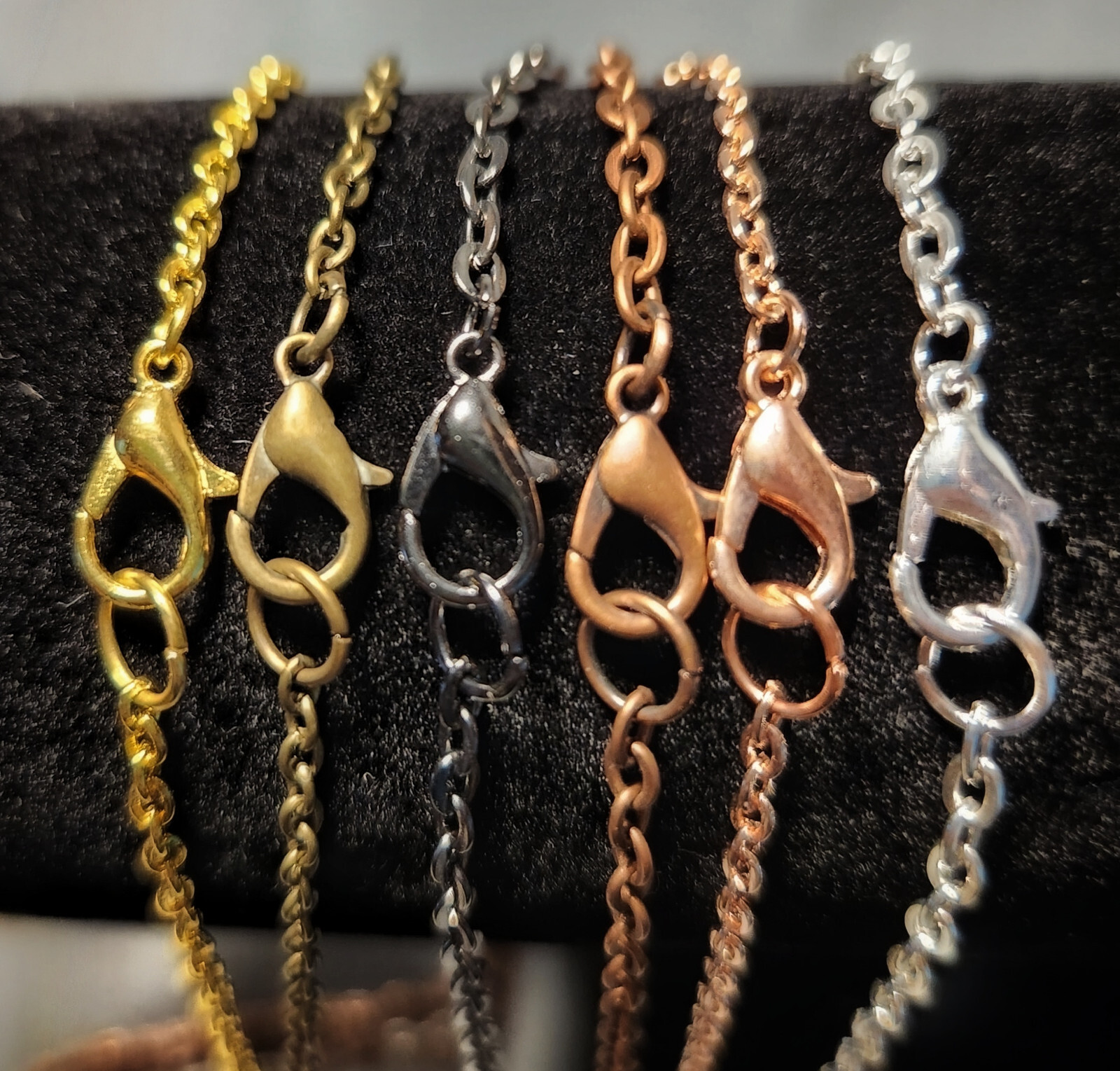 3mm chain necklace Silver Gold Gunmetal Copper Bronze Rose, OR Stainless