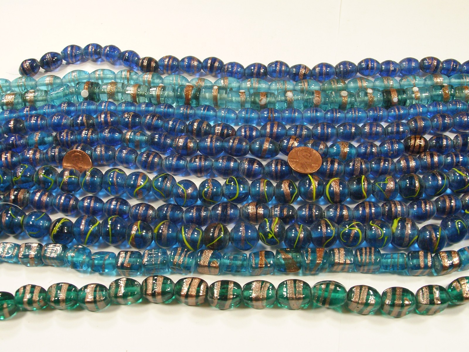 12 Strands (15″) Assorted Styles Blue India Handmade Lampwork Beads (RNF-2) ⭐