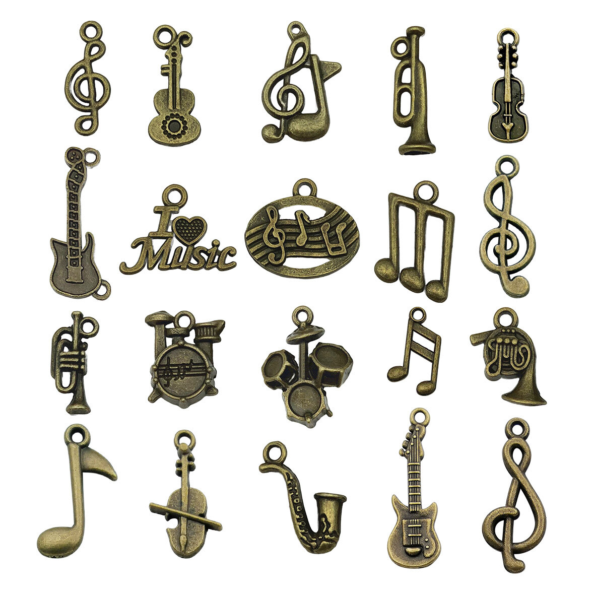 BLUK 100Pcs Music Mixed Charms DIY Jewelry Making Pendants