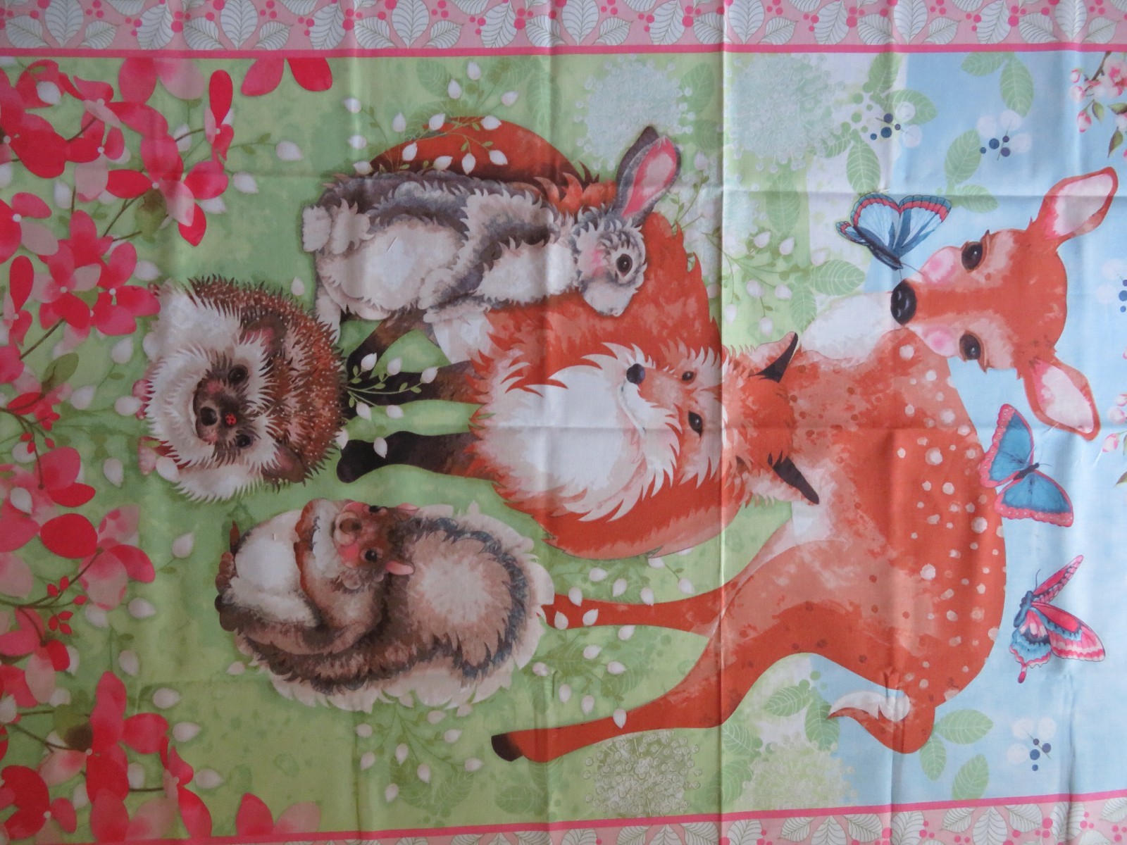Full Bolt 9 Panels Forest Friend 24in Panel Pink Cotton Fabric Studio E