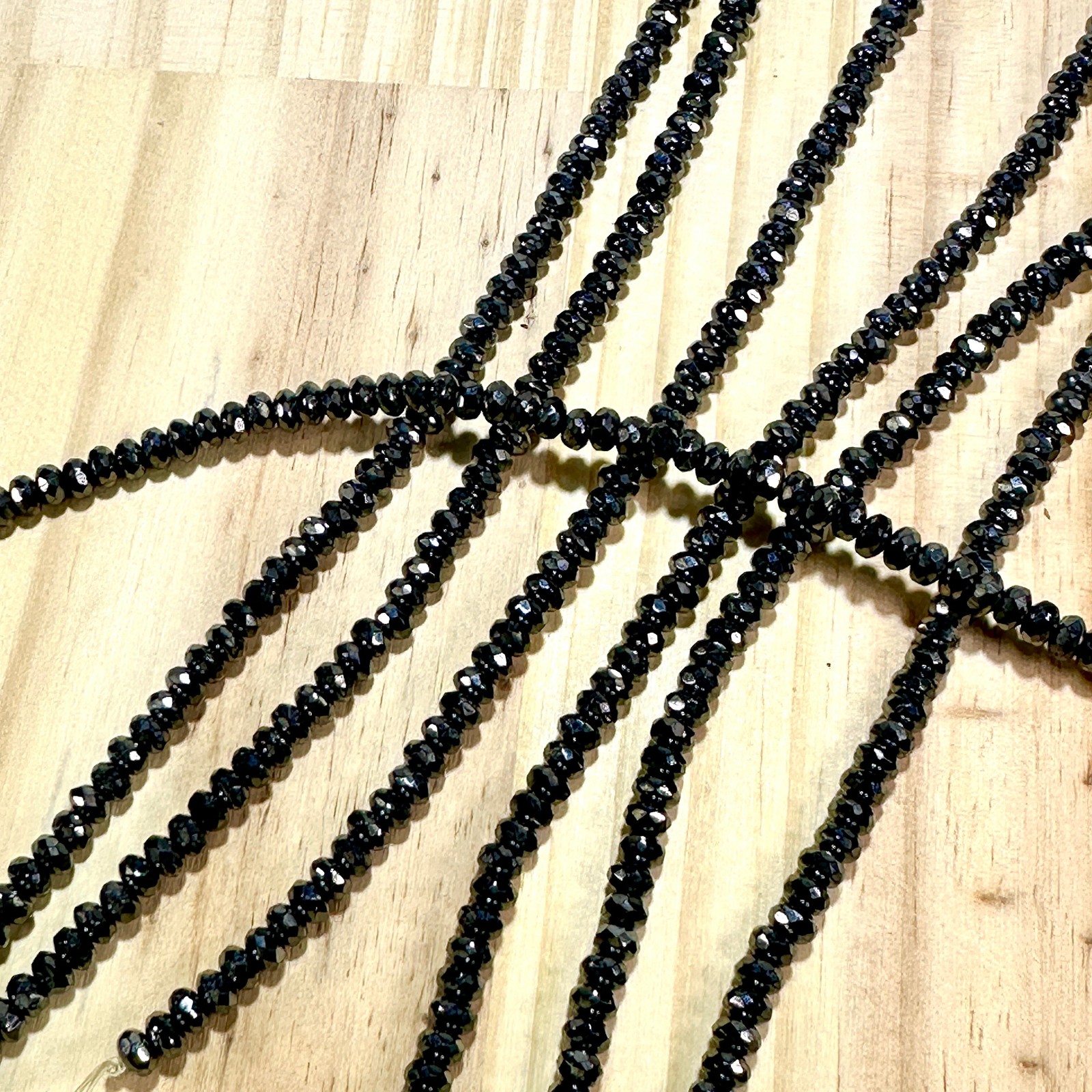 Czech Faceted Glass Doughnut Beads 3x5mm Jet Hematite tire/donut beads 58pc J885