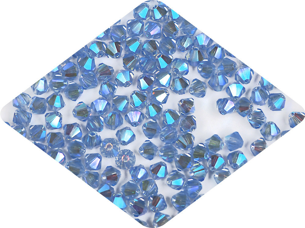 Czech Bicone Crystal Beads Light Sapphire full AB Rondelle Diamond 3-4mm AB2X