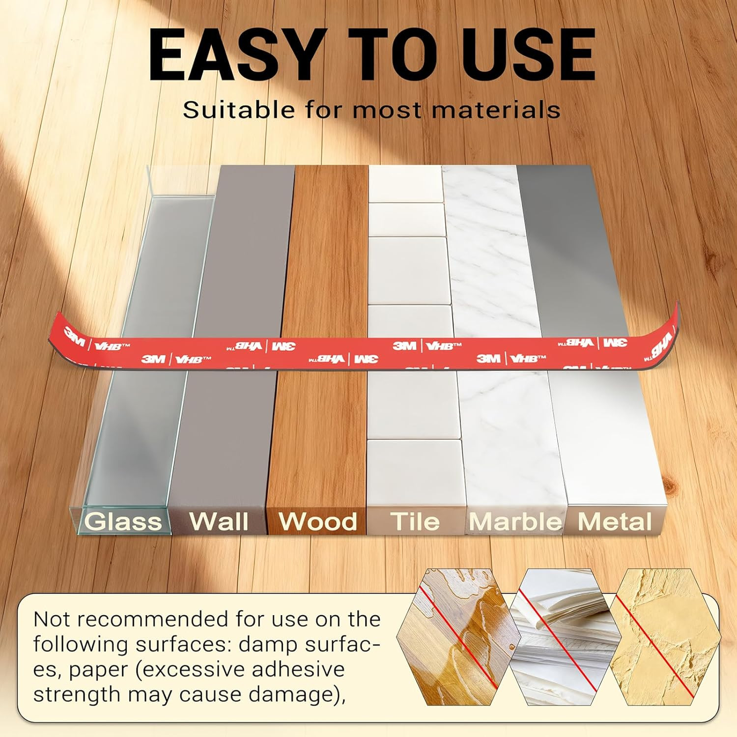 Extra Strong Double Sided Tape Heavy Duty 10FT, Made with 3M Very Sticky Adhesiv