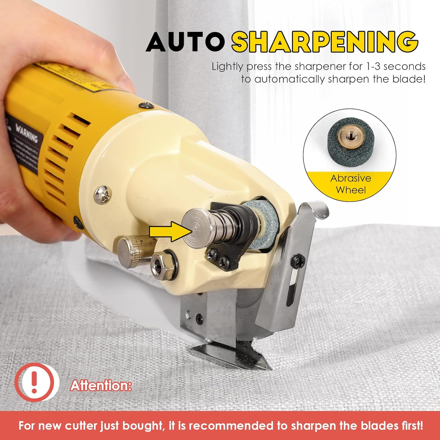 High-Speed Electric Rotary Fabric Cutter for Cloth, Leather & Carpet, 2400RPM