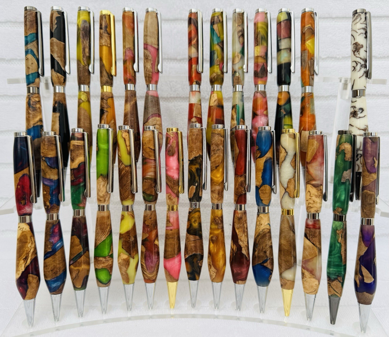 Pen Blanks * Olive Burl & Epoxy Hybrid * Mica Powder Colored * Pen Blank