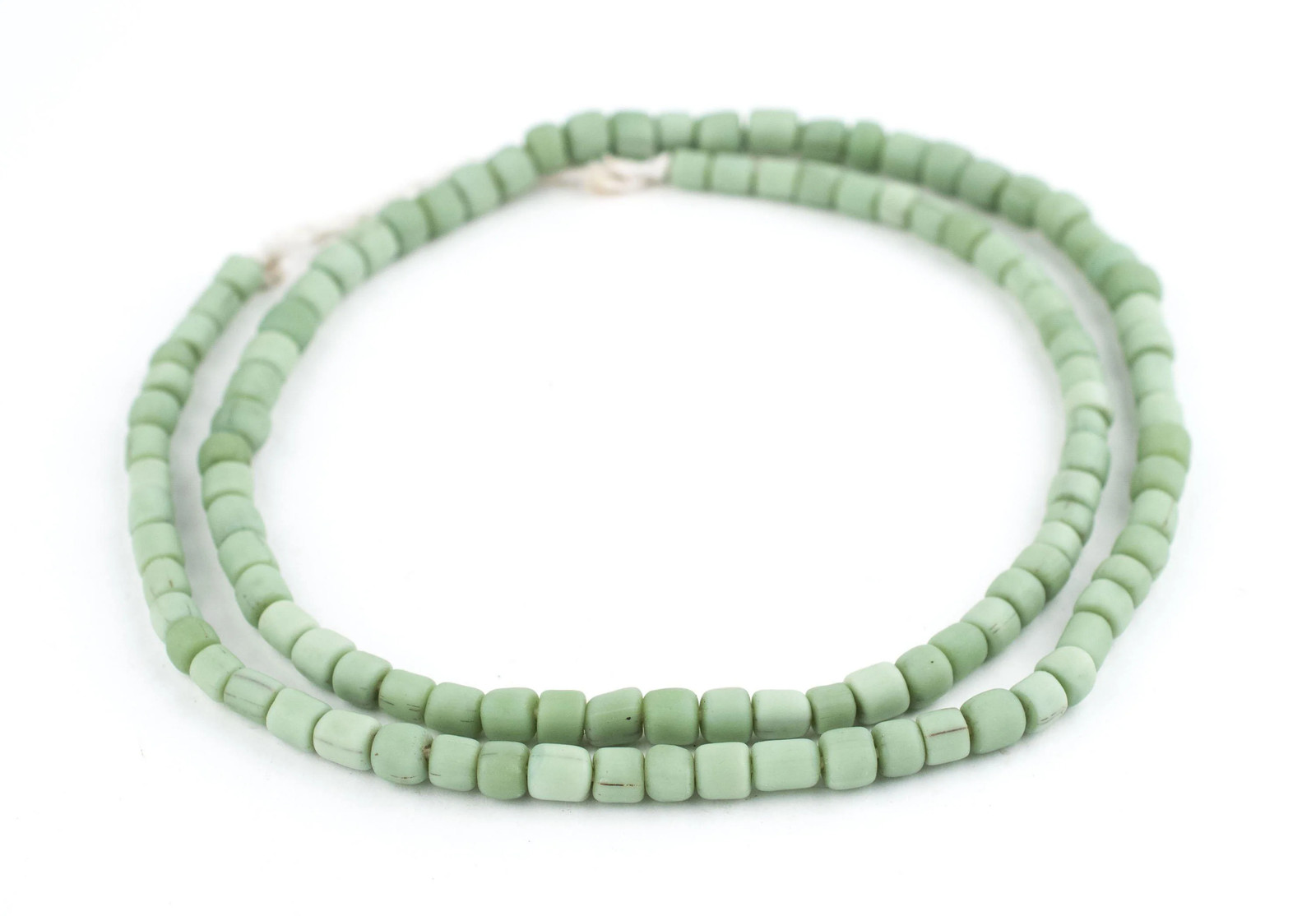 Pistachio Green Java Glass Beads 5mm Indonesia Cylinder 24 Inch Strand
