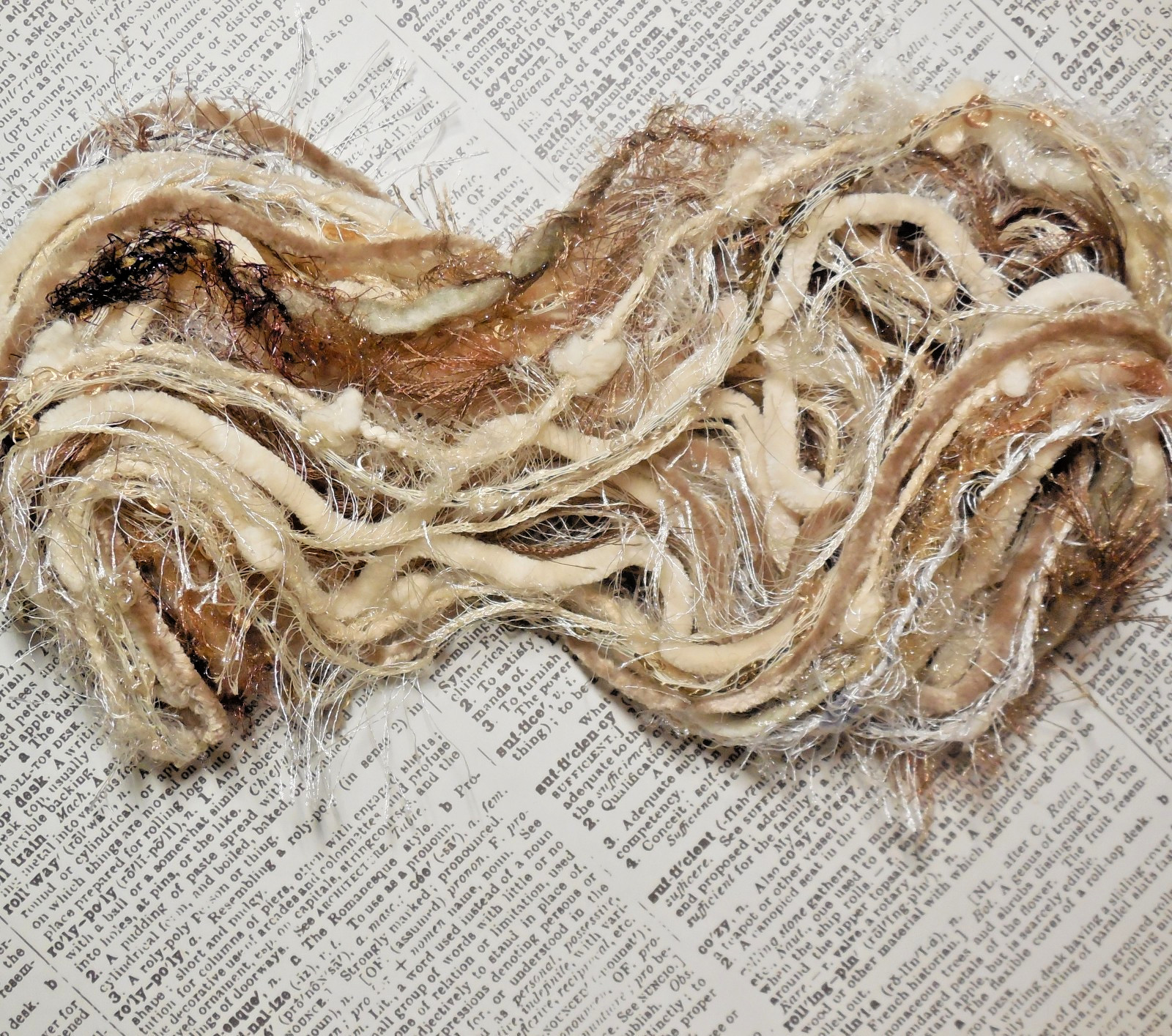 Fiber Art Yarn Journal Scrapbook Mixed Media Gift Wrap 24 Yds “Coffee & Cream”