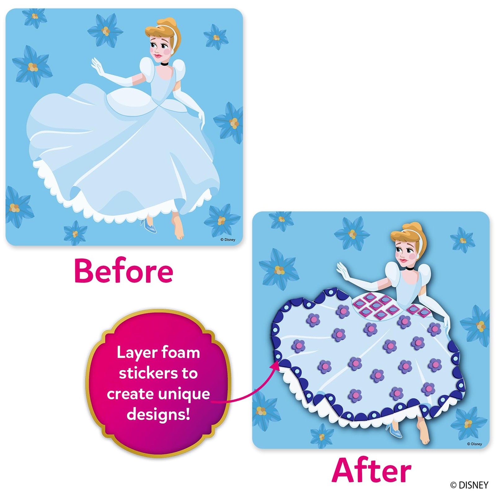 Skillmatics Foam Sticker Art – Disney Princess, 7.4 x 8.46 inches, Multicolor