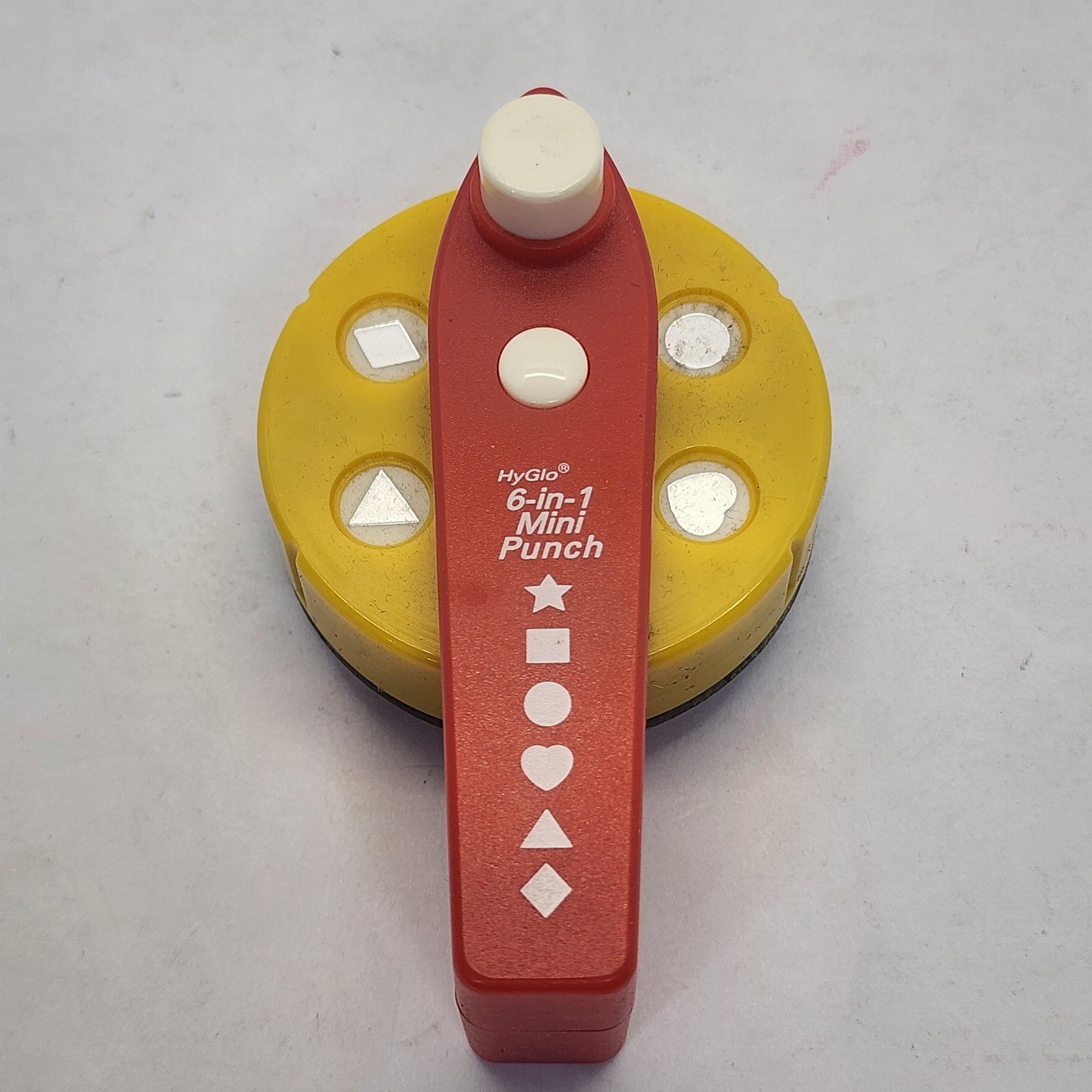 HyGlo 6-In-1 Mini Craft Punch Less Than 1in Shapes Red Yellow Scrapbook Cards