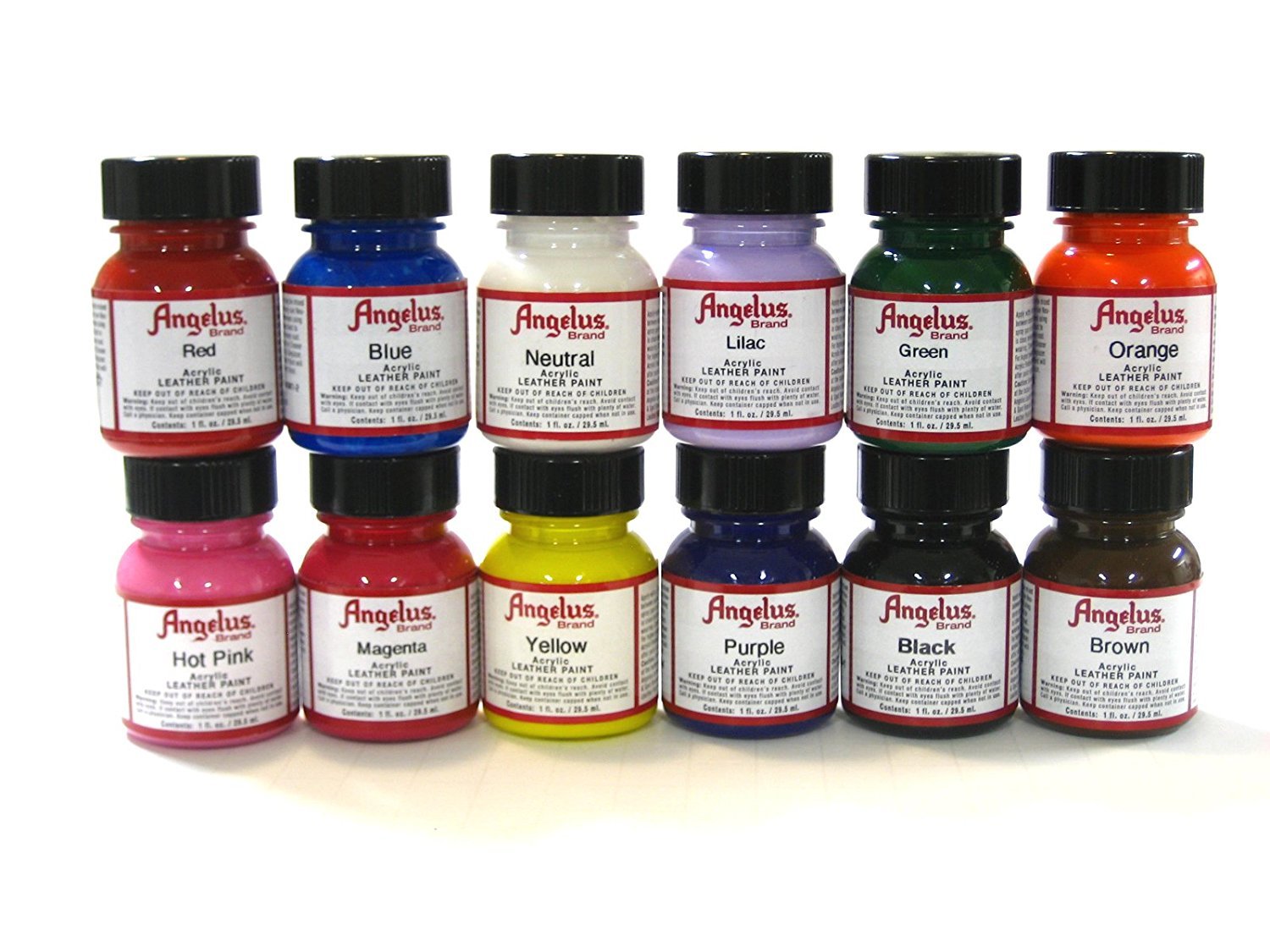 Angelus Vinyl Sneaker Acrylic Paint Kit 12 colors | 1.oz each bottle |
