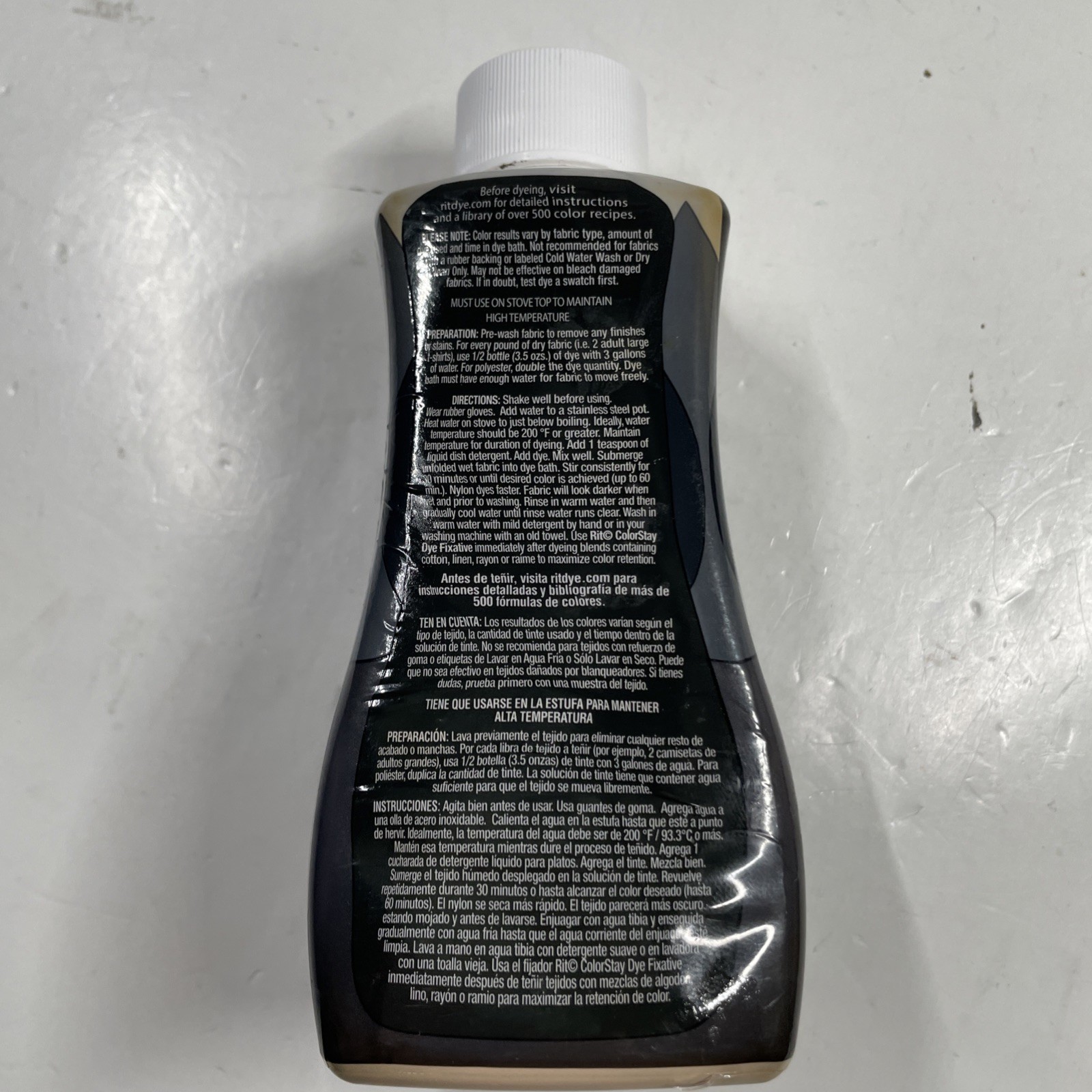Rit DyeMore Synthetic Fiber Dye – Graphite Color – 7 fl oz / 207 mL – Sealed