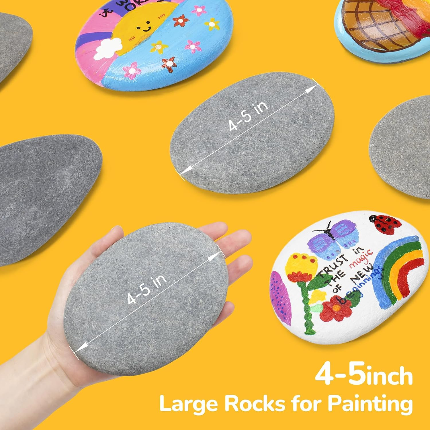 30 Pcs Extra Large 4-5 Inch Rocks for Painting, Flat Smooth River