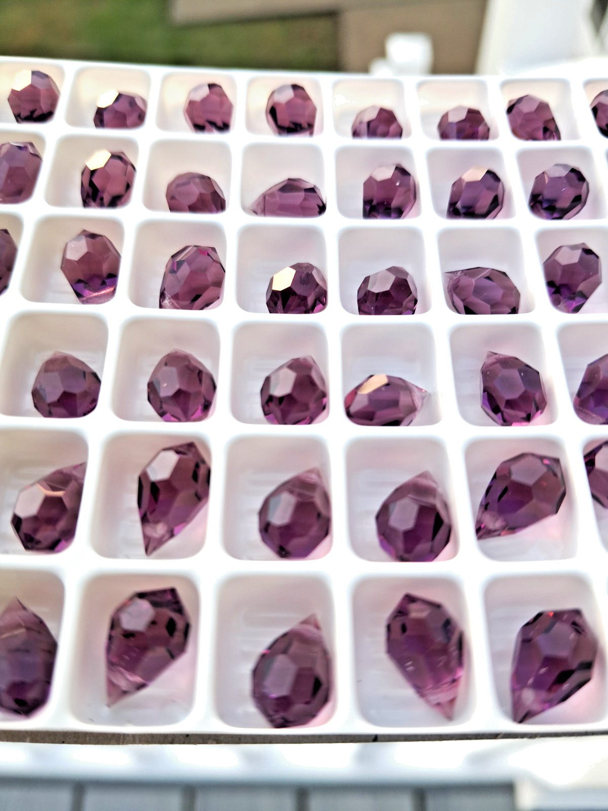 FULL BOX PRECIOSA MAHCINE-CUT DROPS 6 X 10 MM/AMETHYST (144 PIECES)