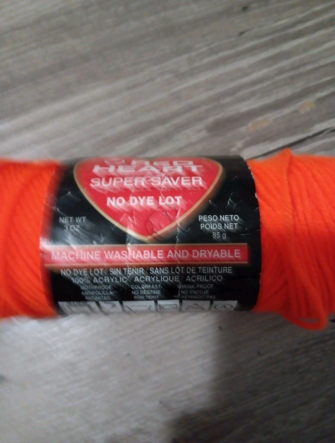 Red Heart Super Saver GREY HEATHER 5 Oz/244yd (New)+ VIBRANT ORANGE 2.9oz (Used)