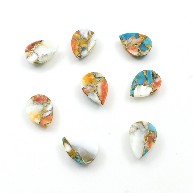 Wholesale Oyster Copper Turquoise Cabochon Pear shape Loose Gemstone Lot Jewlery