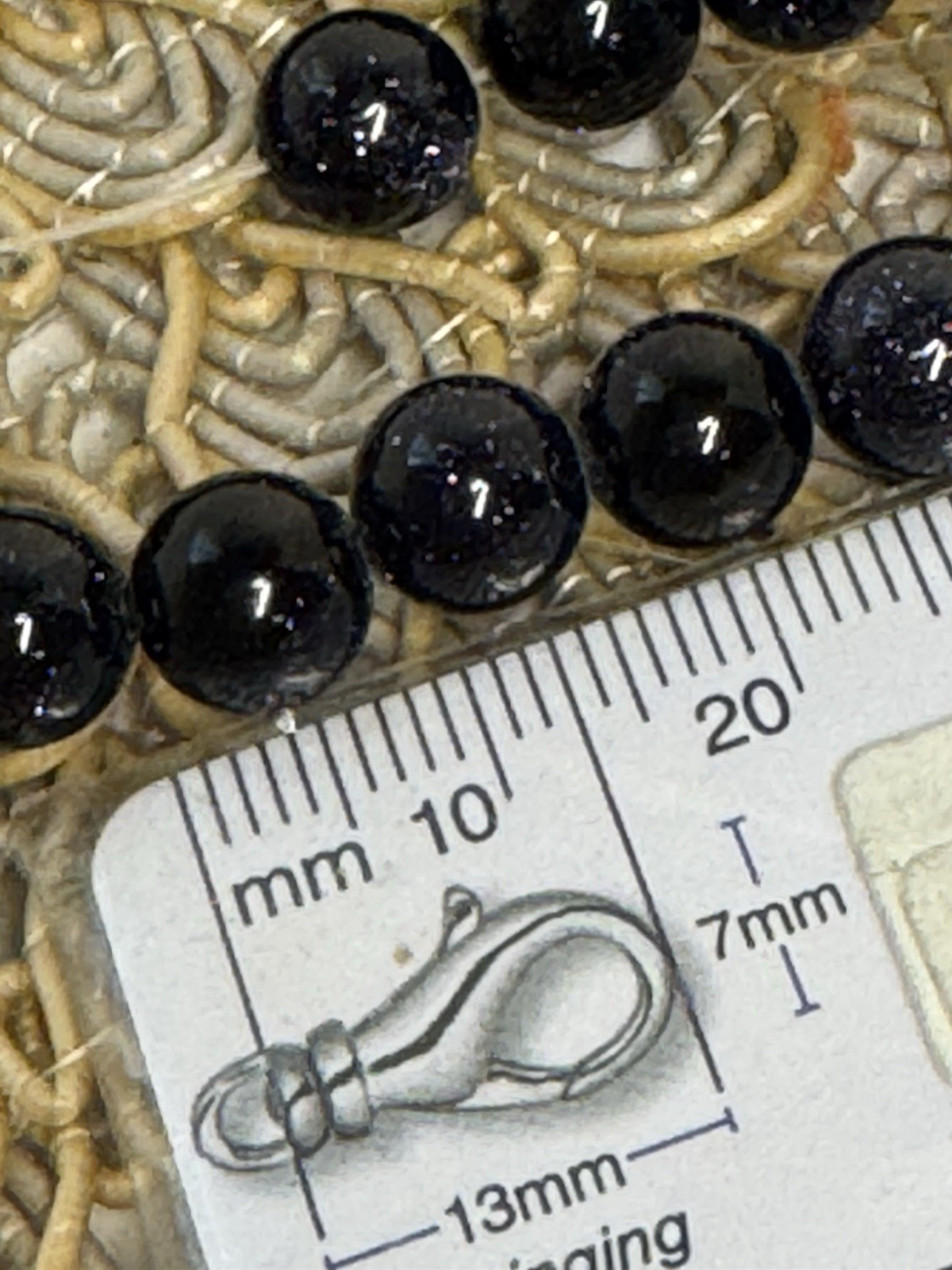 Blue Sandstone Goldstone Beads Sparkle Smooth round Stone 8mm