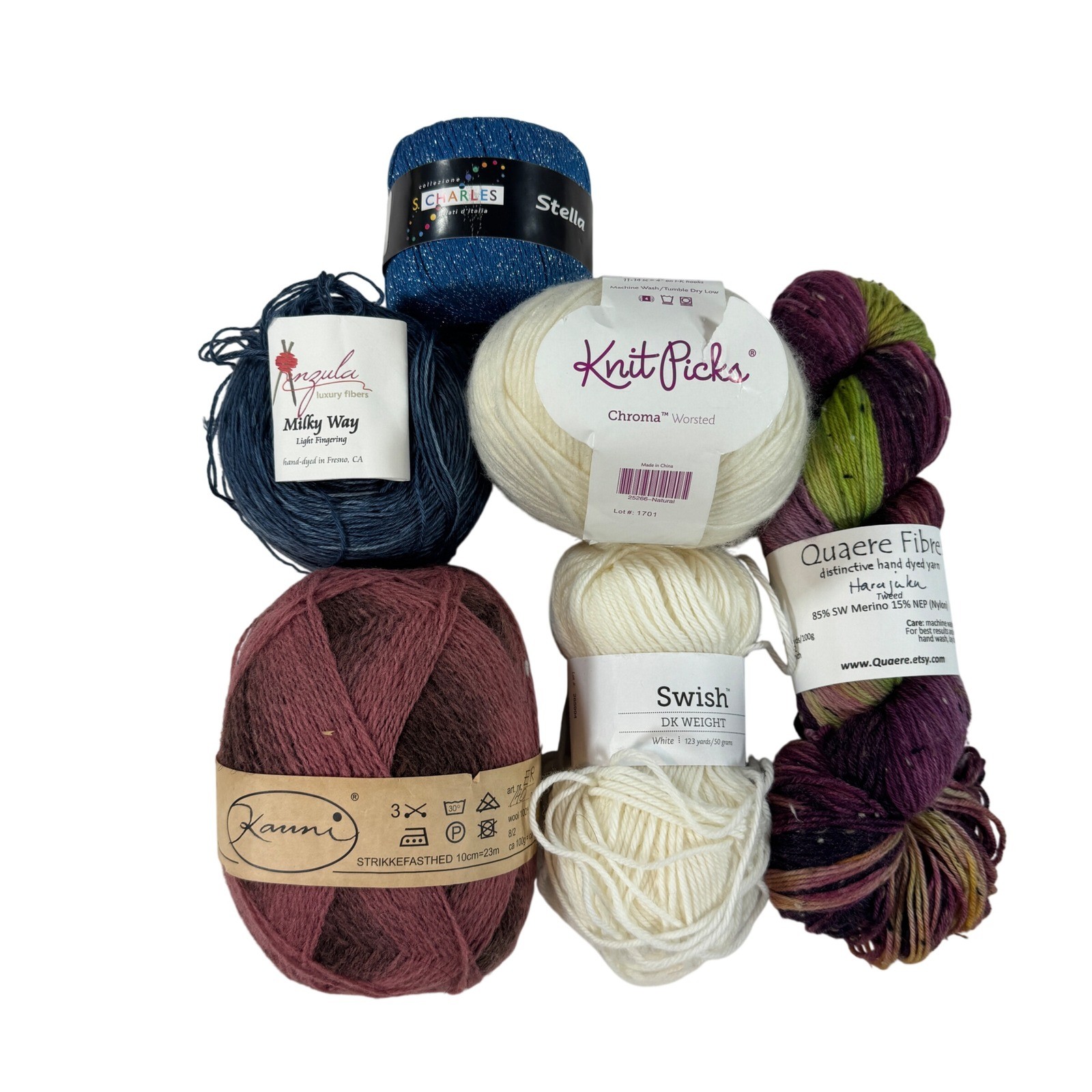 Mixed Yarn Lot Knit Picks Anzula Kauni Quaere Fibre Merino Wool Silk Destash