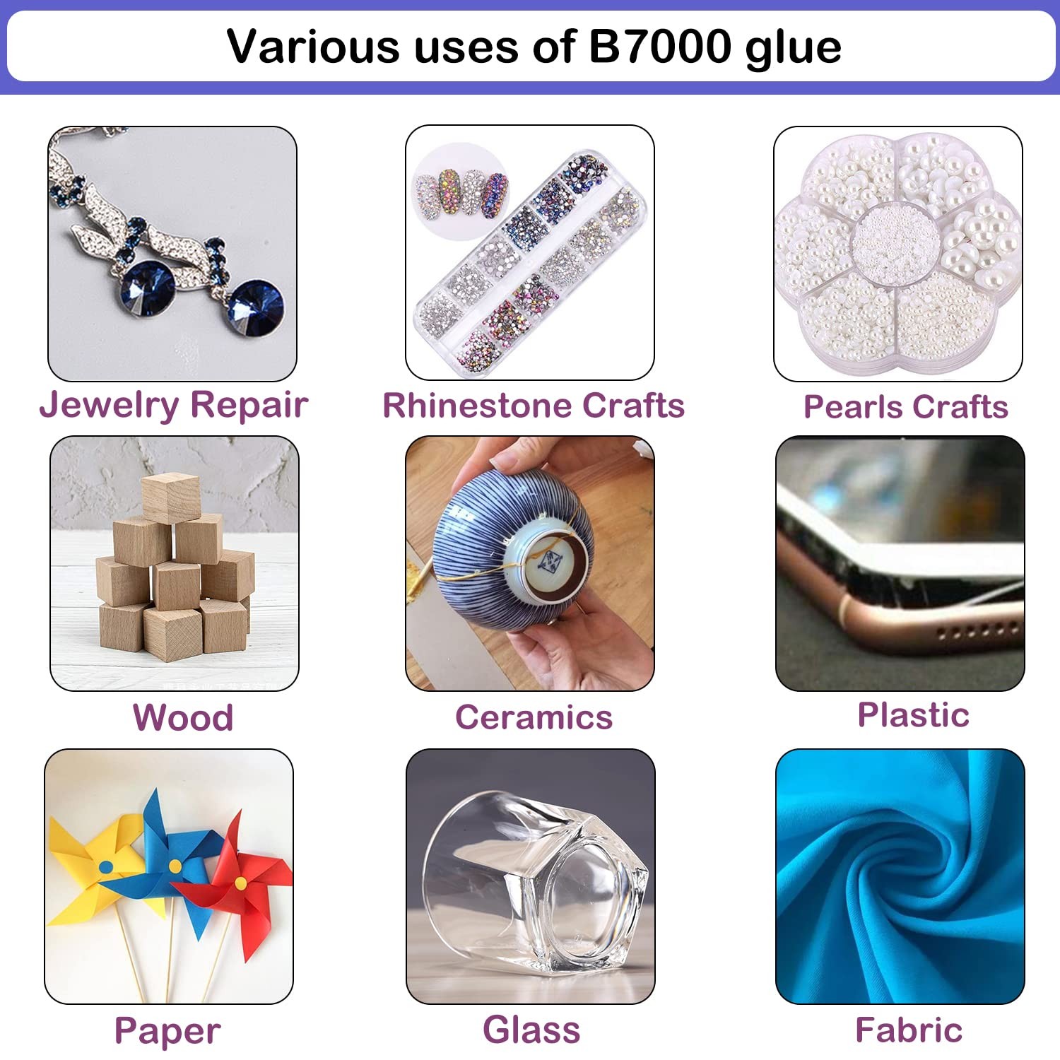 B7000 Adhesive Rhinestones Glue for Crafts, 2PCS 110ml / 2 PCS(Total 220ml)