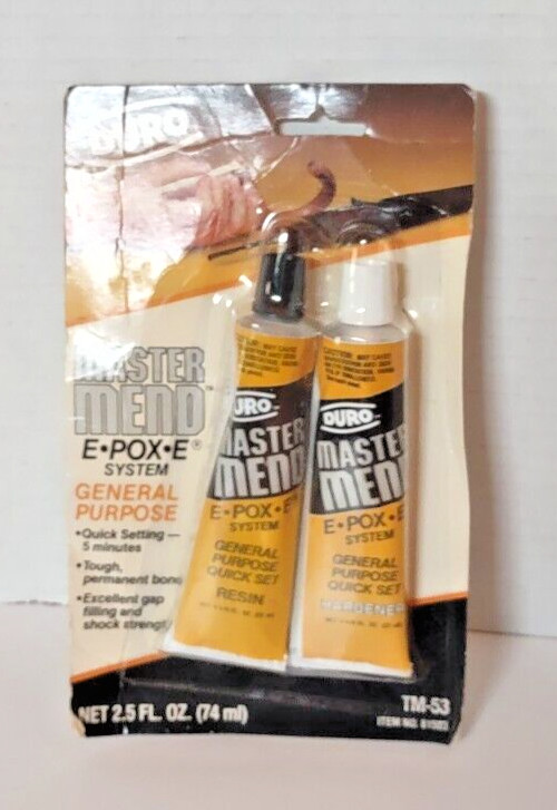 Vtg Duro Master Mend Epoxy Glue Resin Hardener Sealed Package 1983 E-POX-E