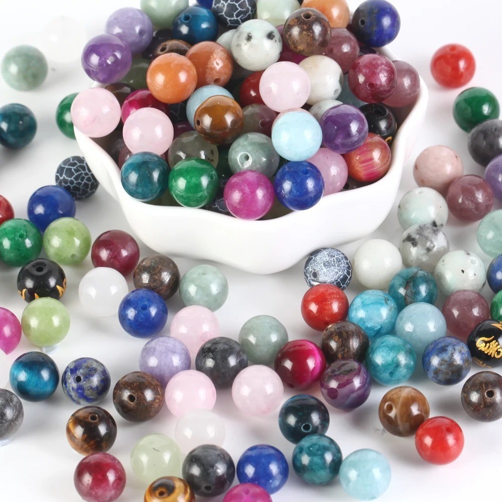 Natural Gemstone Beads Round Jewelry Making Strand Healing 4mm 6mm 8mm 10mm 12mm