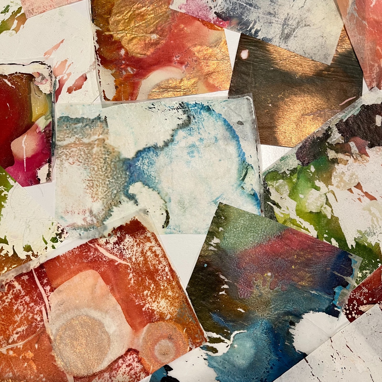 35+ Hand Painted ATC Collage Paper Pack Mixed Media Alcohol Ink Acrylic Abstract
