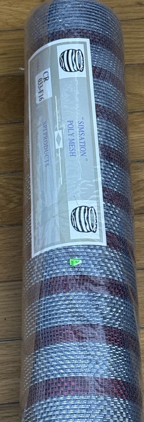 Simsation Metallic Silver & Red Stripe Waterproof Poly Mesh 21×30 NEW!