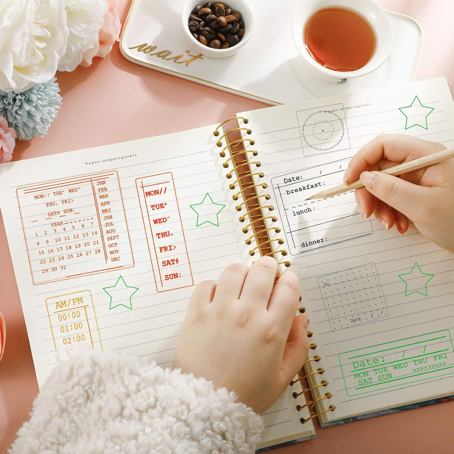 18 Pieces Journal Stamps Clear Journal Stamps, 4 Sheets Silicone Calendar Planne