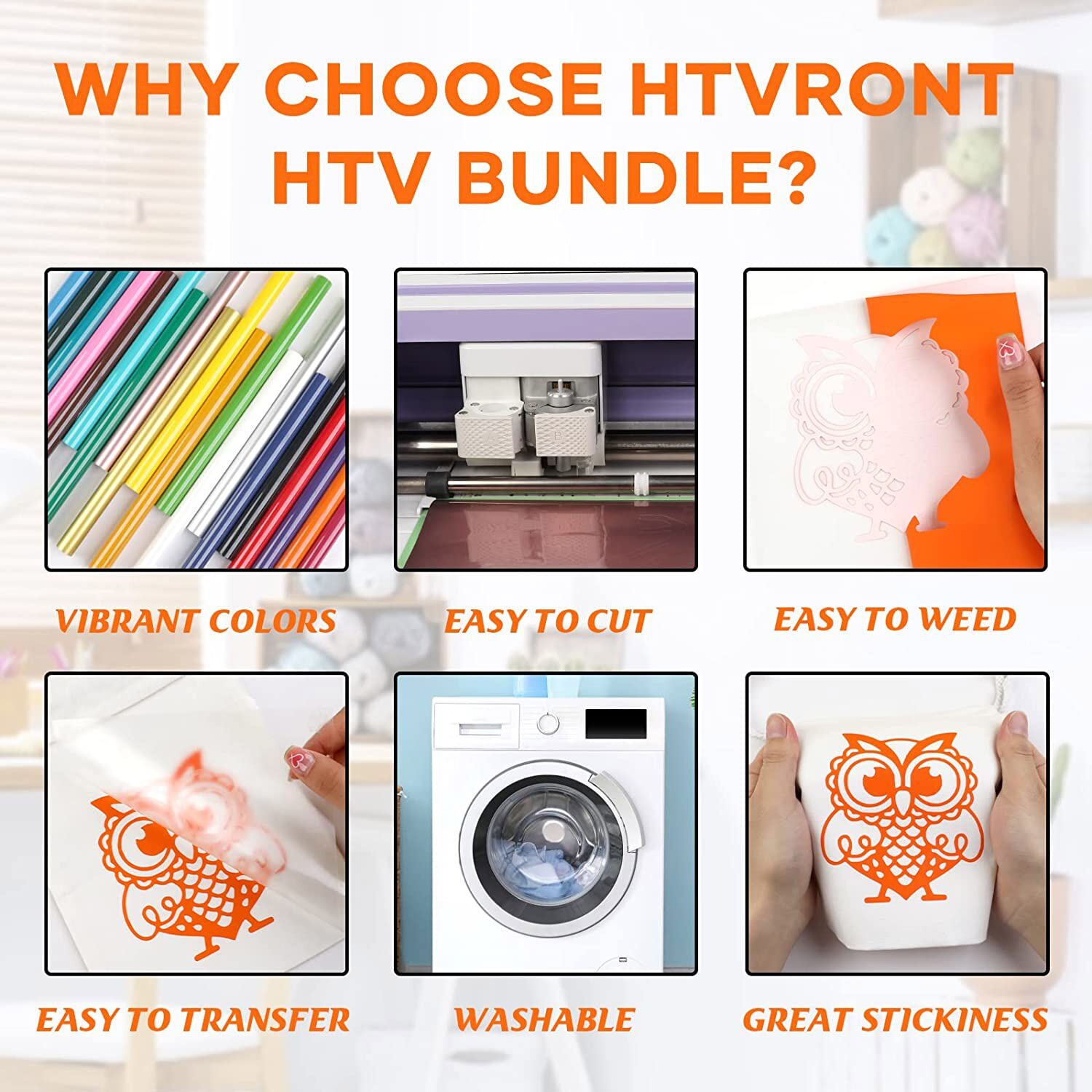 HTV Heat Transfer Vinyl Bundle – 20 Pack 12” x 3FT Easy Cutting Iron on Vinyl