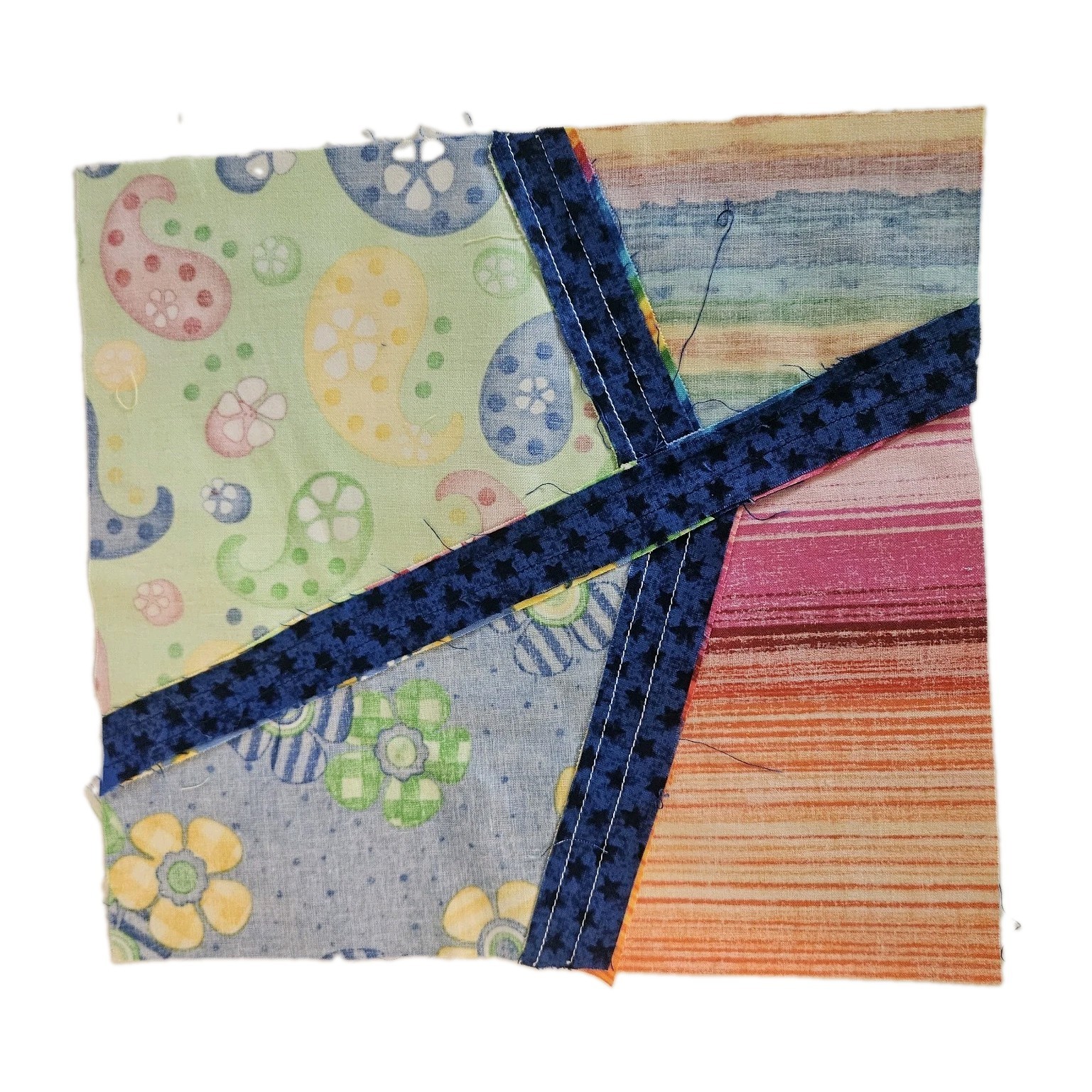 65 VTG Modern Improv Abstract Cotton Quilt Blocks & Pieces Bright Colors 11×11