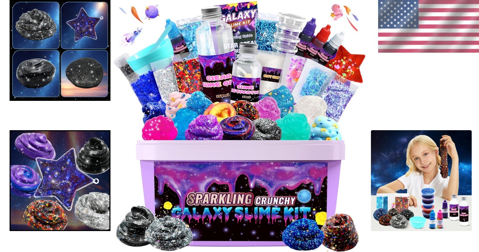 Creative Galaxy Slime Set for Kids 6-12, Color-Changing & Glitter Fun, 18 Pieces
