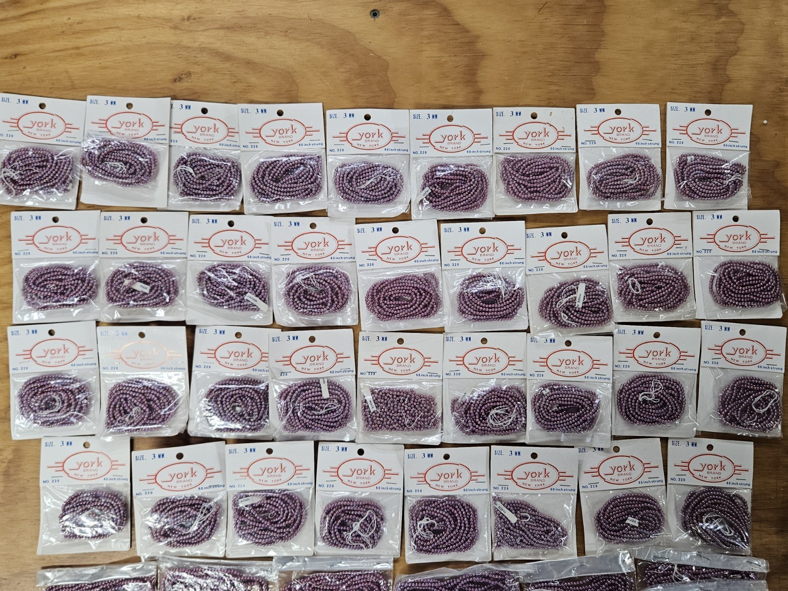 Lot 68 York Brand 3mm Iridescent AB Mauve Japanese String Pearls Plastic Beads
