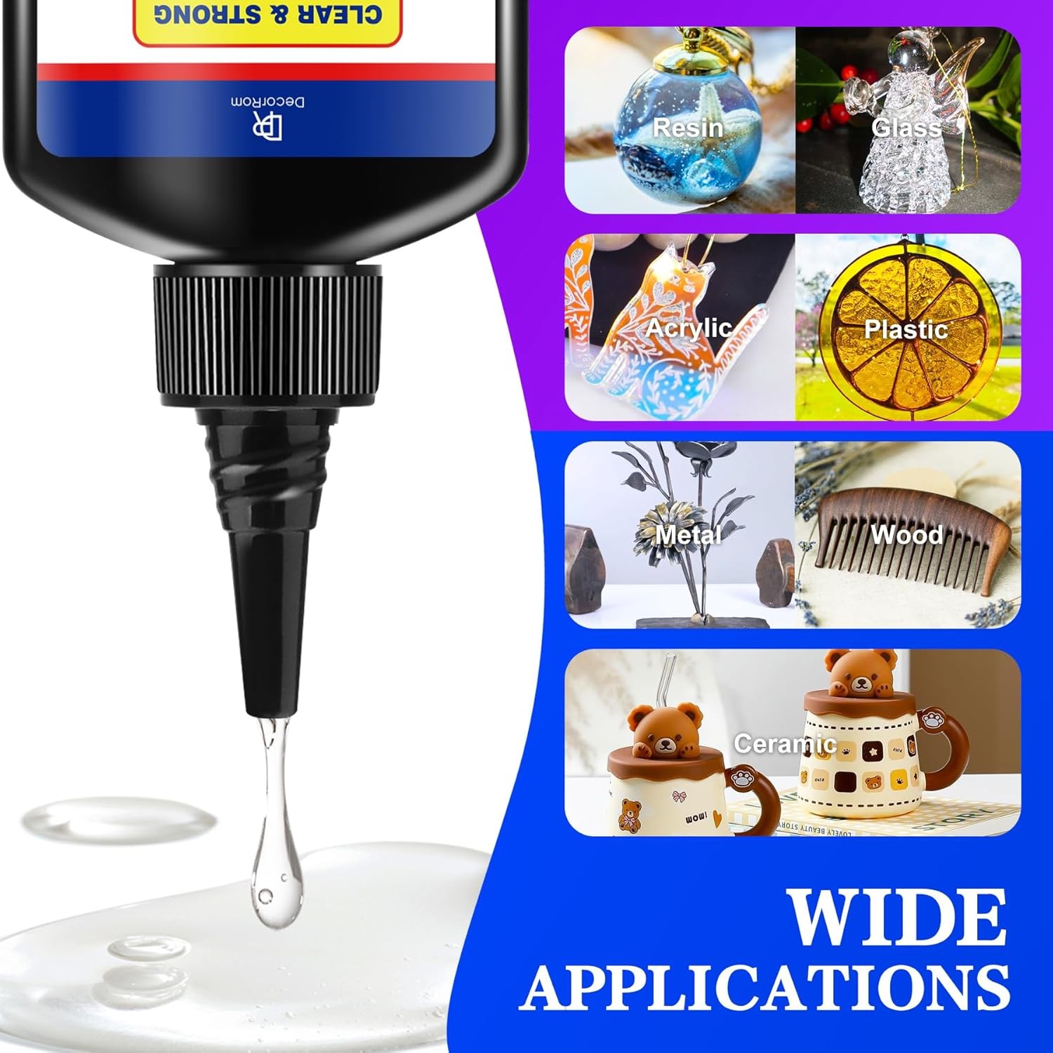 UV Resin Kit with UV Light 60g Glue for Jewelry, Plastic, Glass & Acrylic Repair