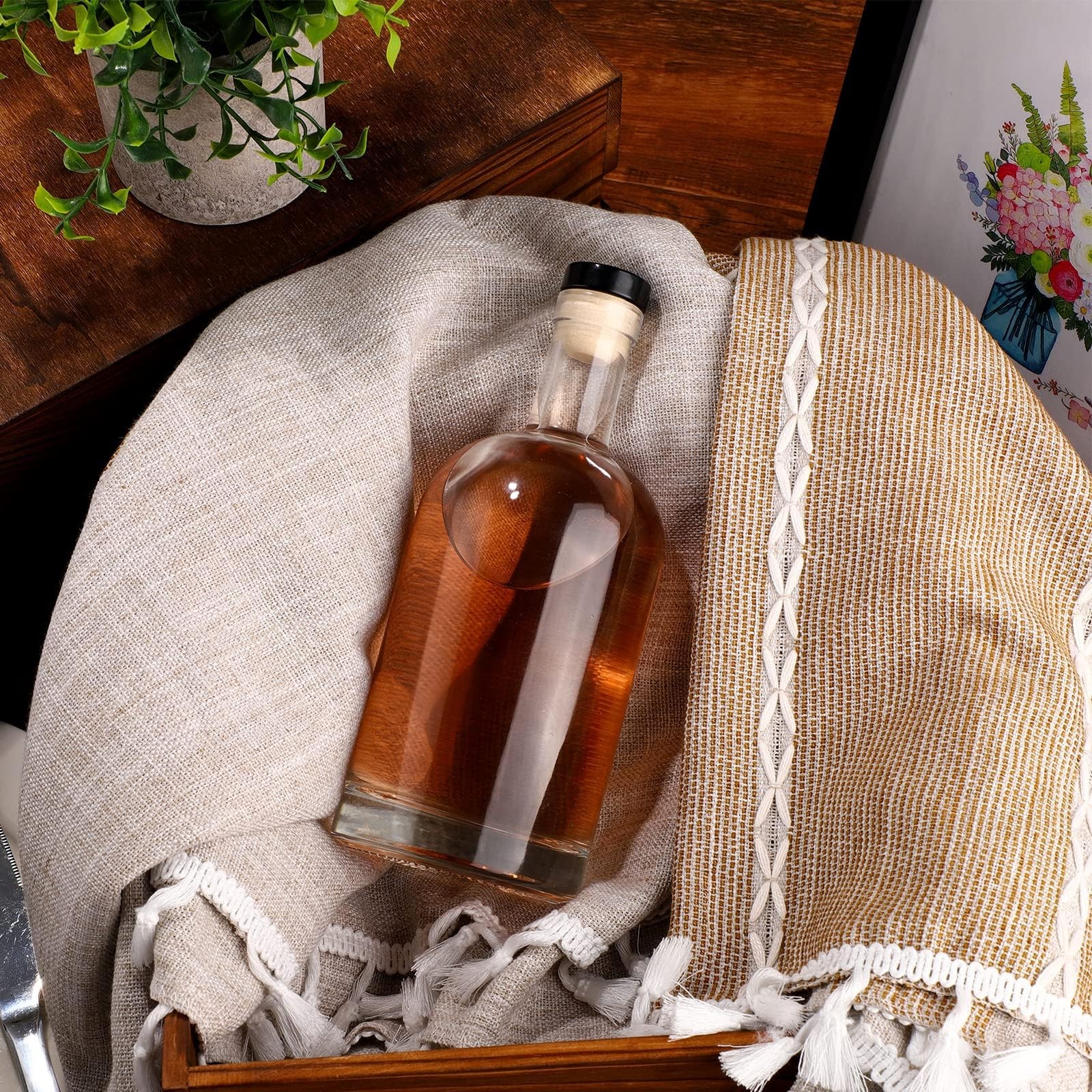 Wine Bottles 3PCS Glass Bottles 750ML Glass Bottles with Lids 25oz Glass Bott…