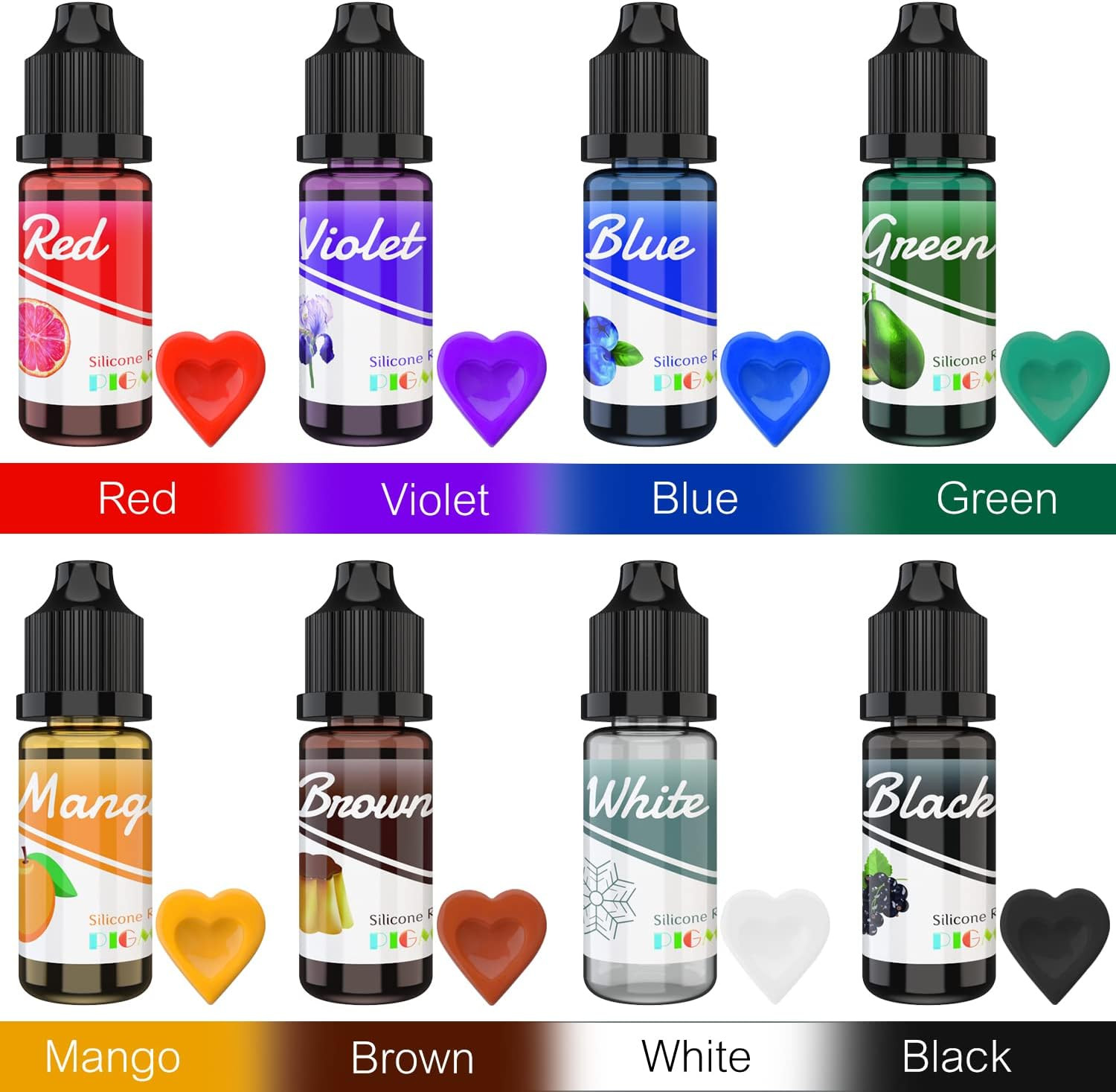 Silicone Rubber Pigment – 8 Colors Liquid Silicone Coloring Dye for Silicone Mol